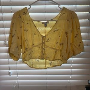 Yellow crop top blouse